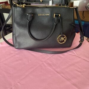Michael Kors Black Satchel with Gold Accents